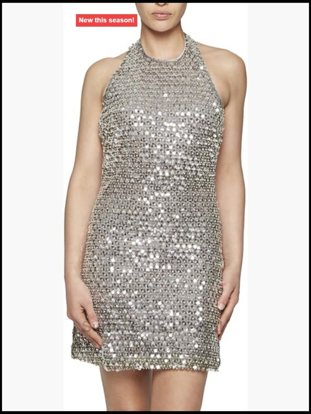 Halter Neck Sequin Mini Dress Sleeveless Zip